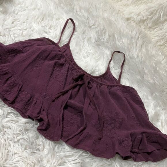 🟢3 for $20 KYLIE & Kendall crop tank top ruffled hemline tie back closure sz M - Picture 11 of 13